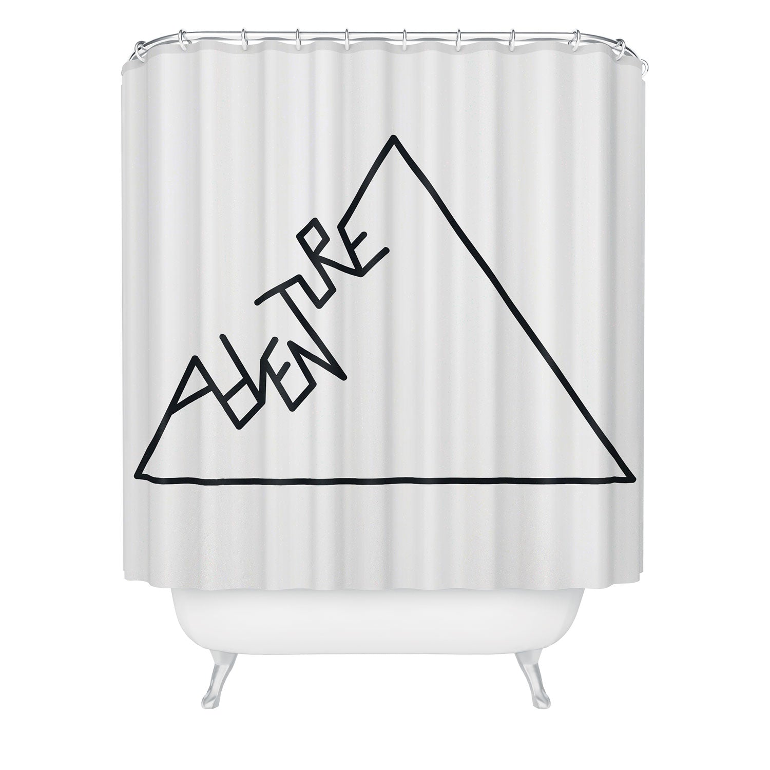 Phirst Black and white Adventure typo Shower Curtain