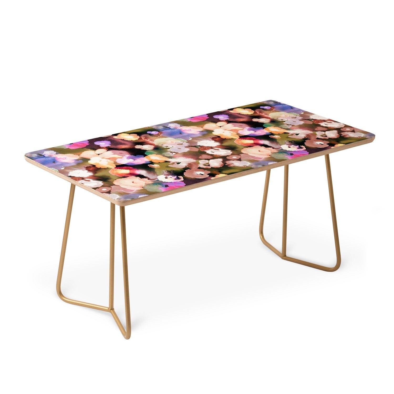 Ninola Design Botanic Retreat Ombre Abstract Watercolor Flowers Pink gold Coffee Table