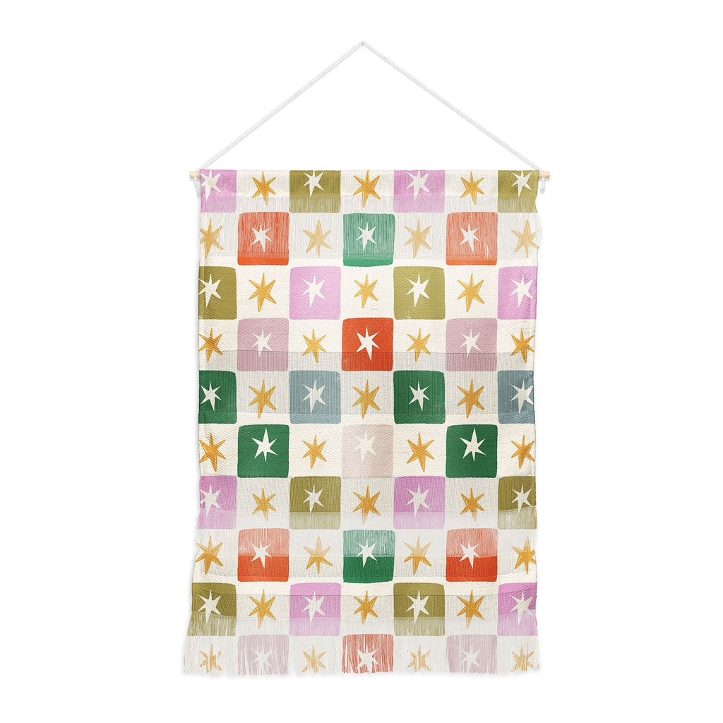 LouBruzzoni Retro Star Block Pattern Wall Hanging Portrait