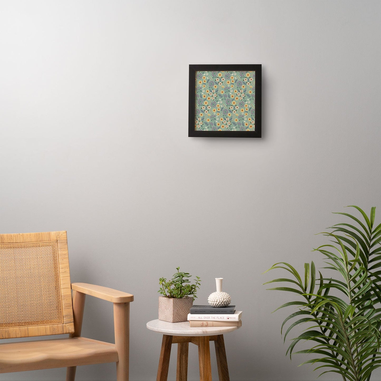 Pimlada Phuapradit Ditsy Floral Blue Green Framed Wall Art