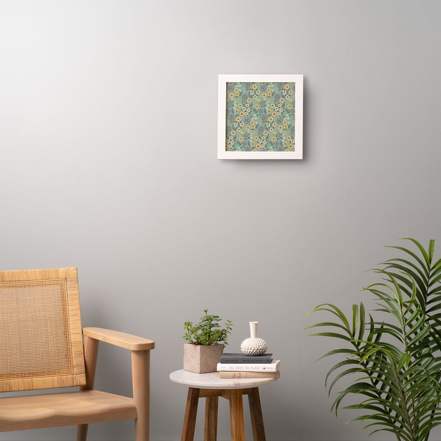 Pimlada Phuapradit Ditsy Floral Blue Green Framed Wall Art