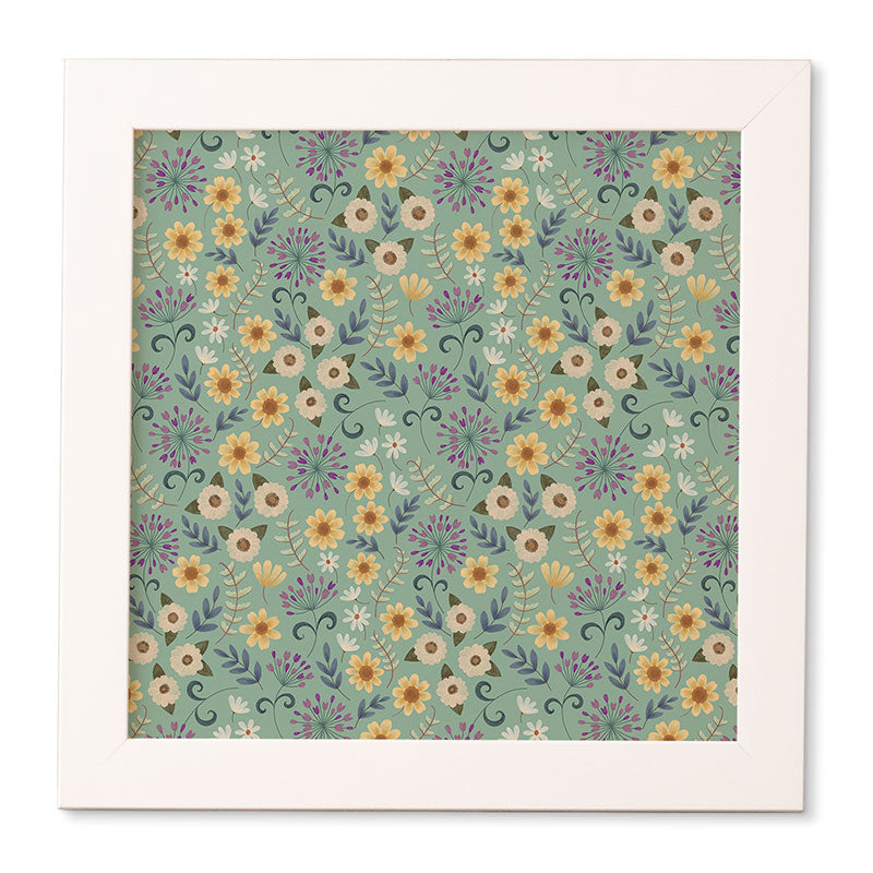 Pimlada Phuapradit Ditsy Floral Blue Green Framed Wall Art