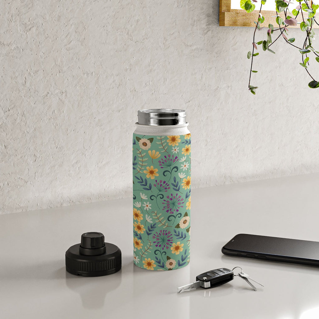 Pimlada Phuapradit Ditsy Floral Blue Green Water Bottle