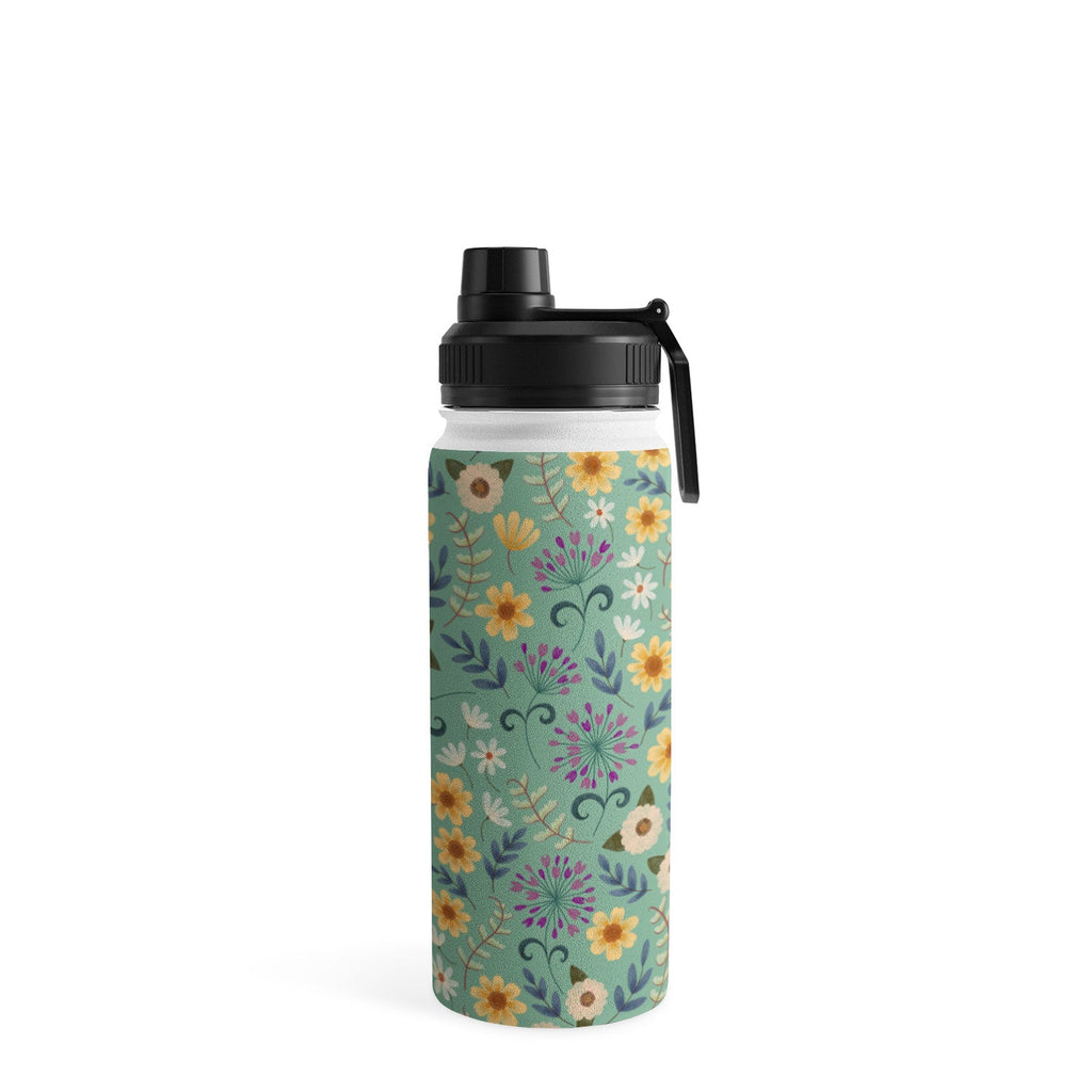 Pimlada Phuapradit Ditsy Floral Blue Green Water Bottle