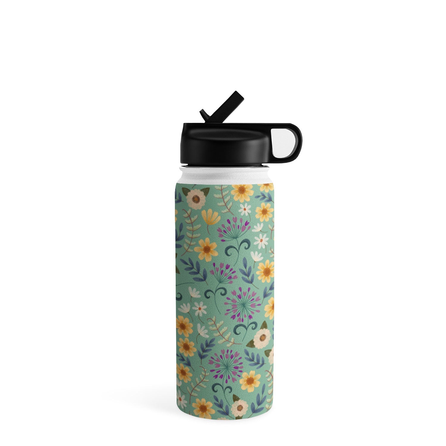 Pimlada Phuapradit Ditsy Floral Blue Green Water Bottle