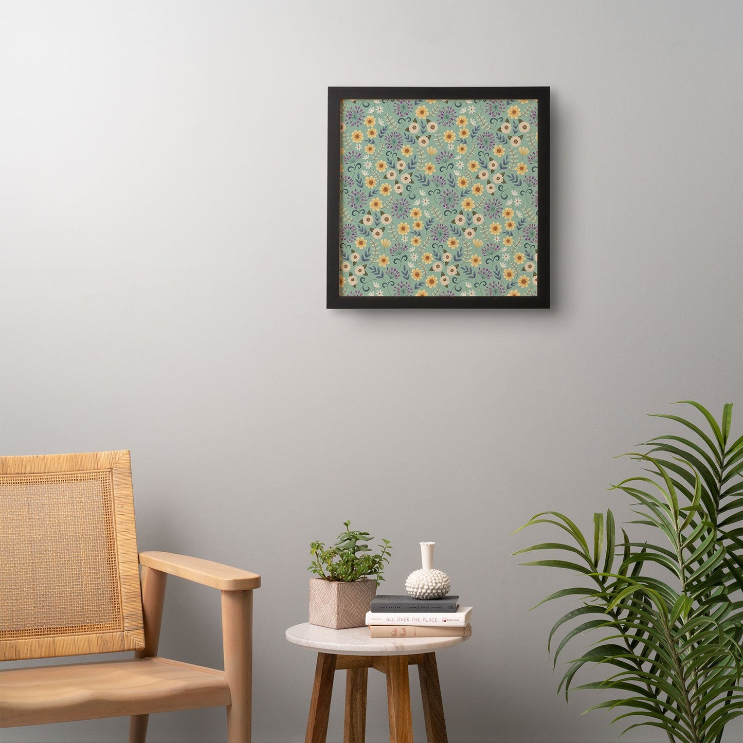 Pimlada Phuapradit Ditsy Floral Blue Green Framed Wall Art