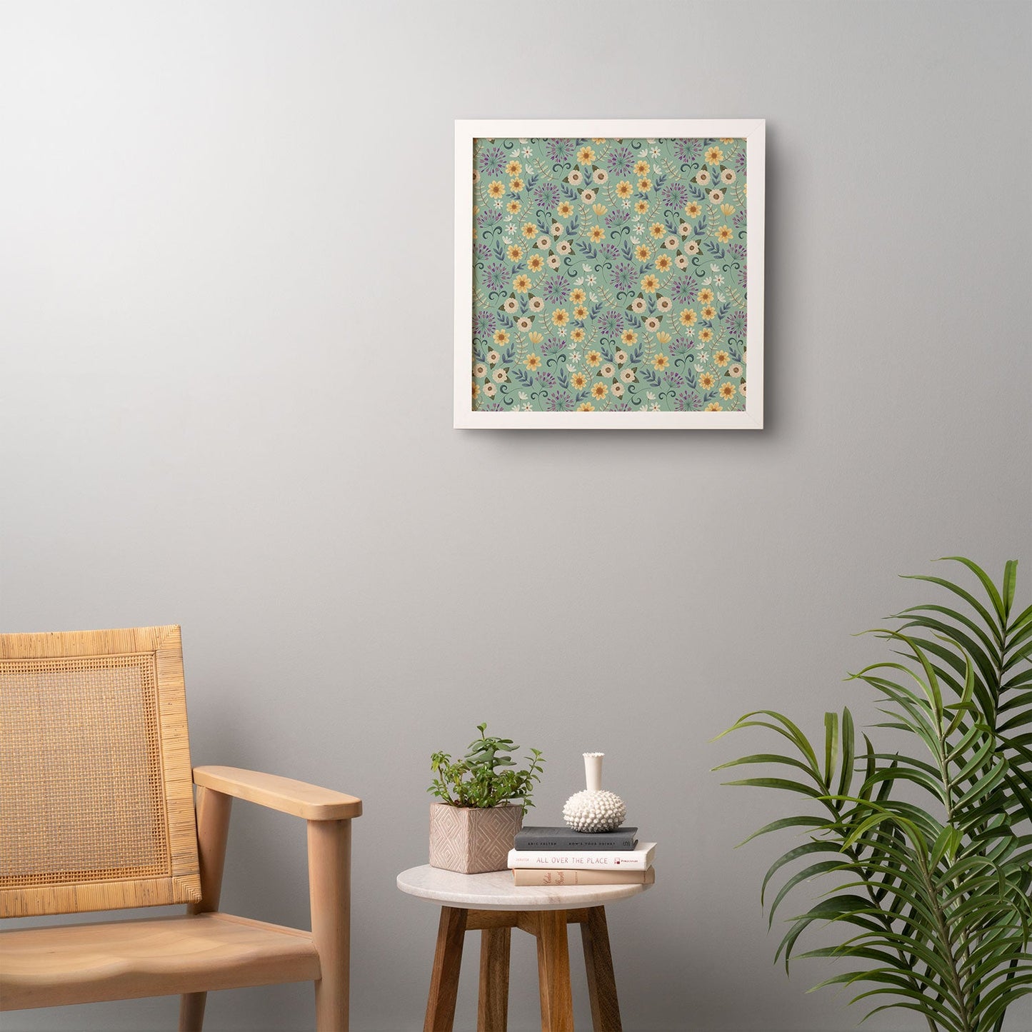 Pimlada Phuapradit Ditsy Floral Blue Green Framed Wall Art