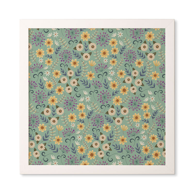 Pimlada Phuapradit Ditsy Floral Blue Green Framed Wall Art