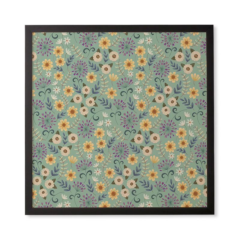 Pimlada Phuapradit Ditsy Floral Blue Green Framed Wall Art