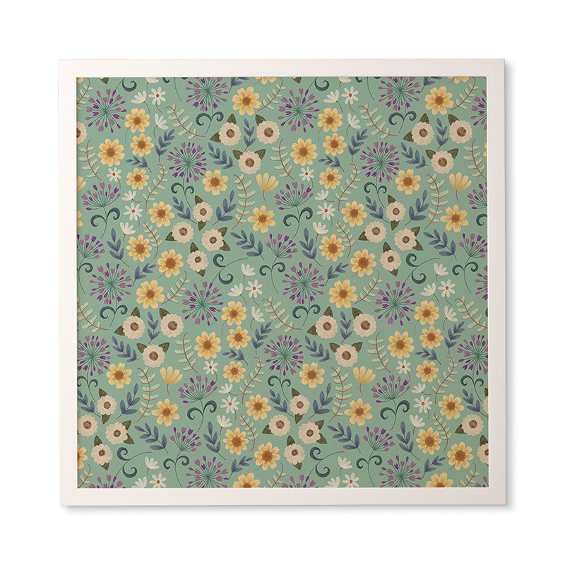 Pimlada Phuapradit Ditsy Floral Blue Green Framed Wall Art