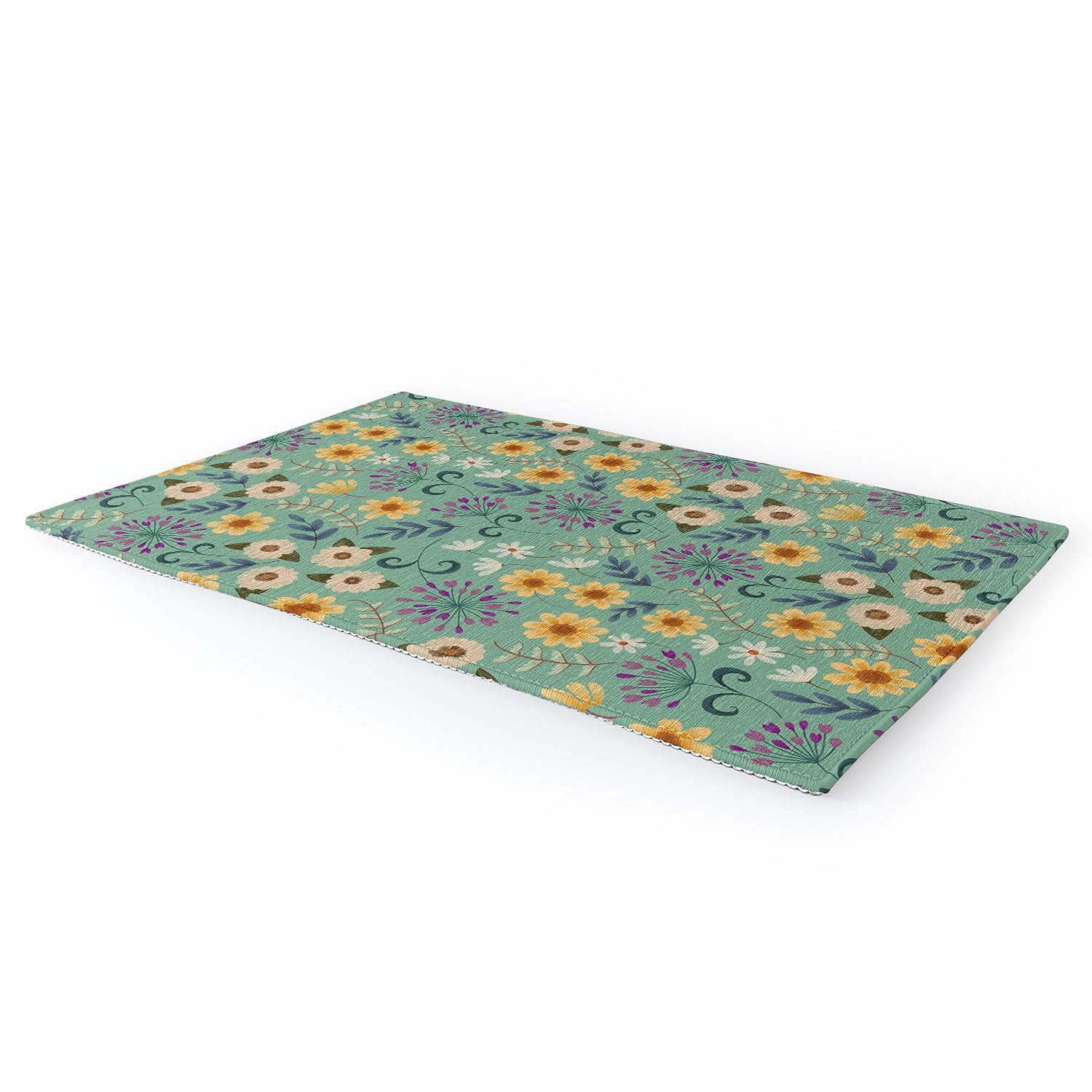 Pimlada Phuapradit Ditsy Floral Blue Green Area Rug