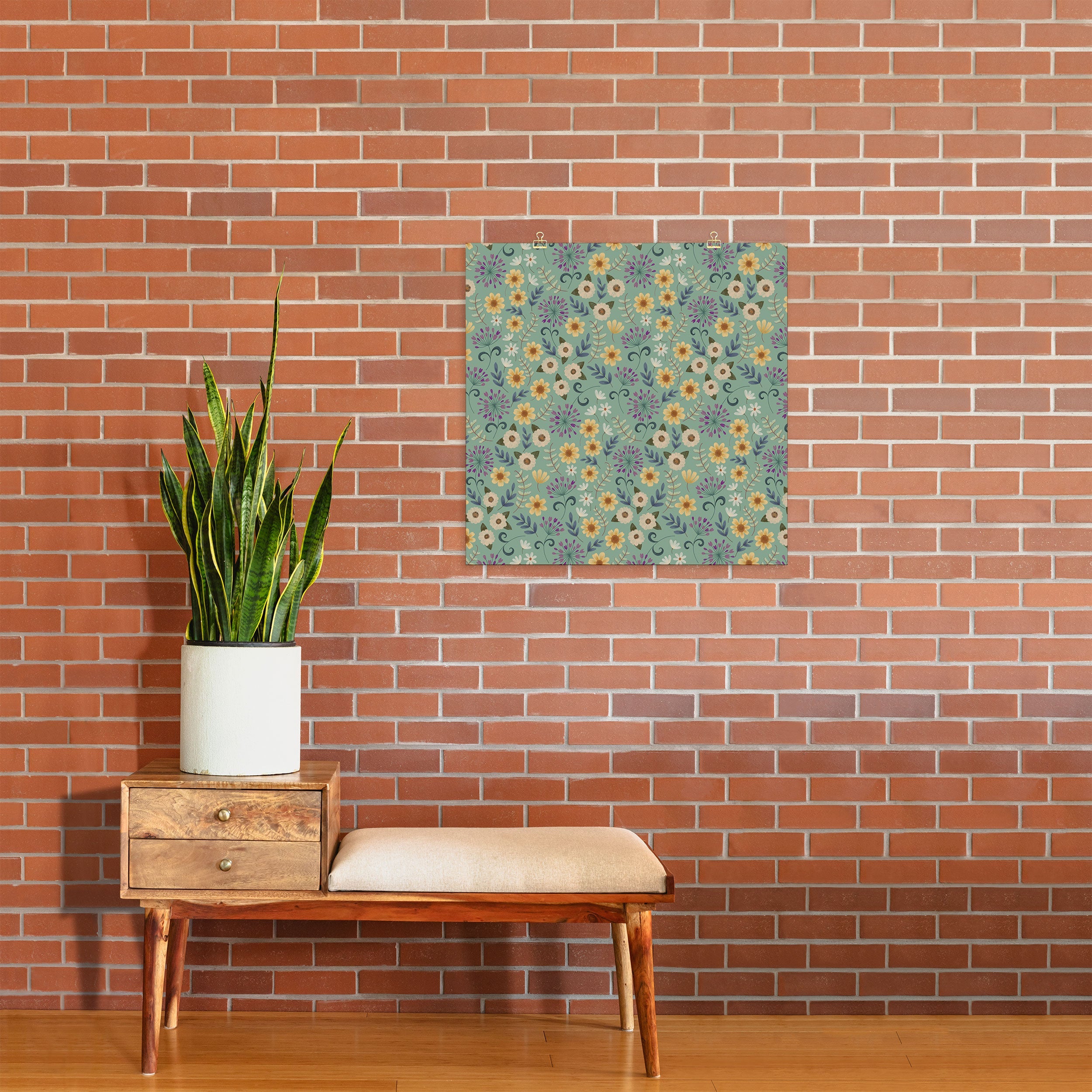 Pimlada Phuapradit Ditsy Floral Blue Green Art Print