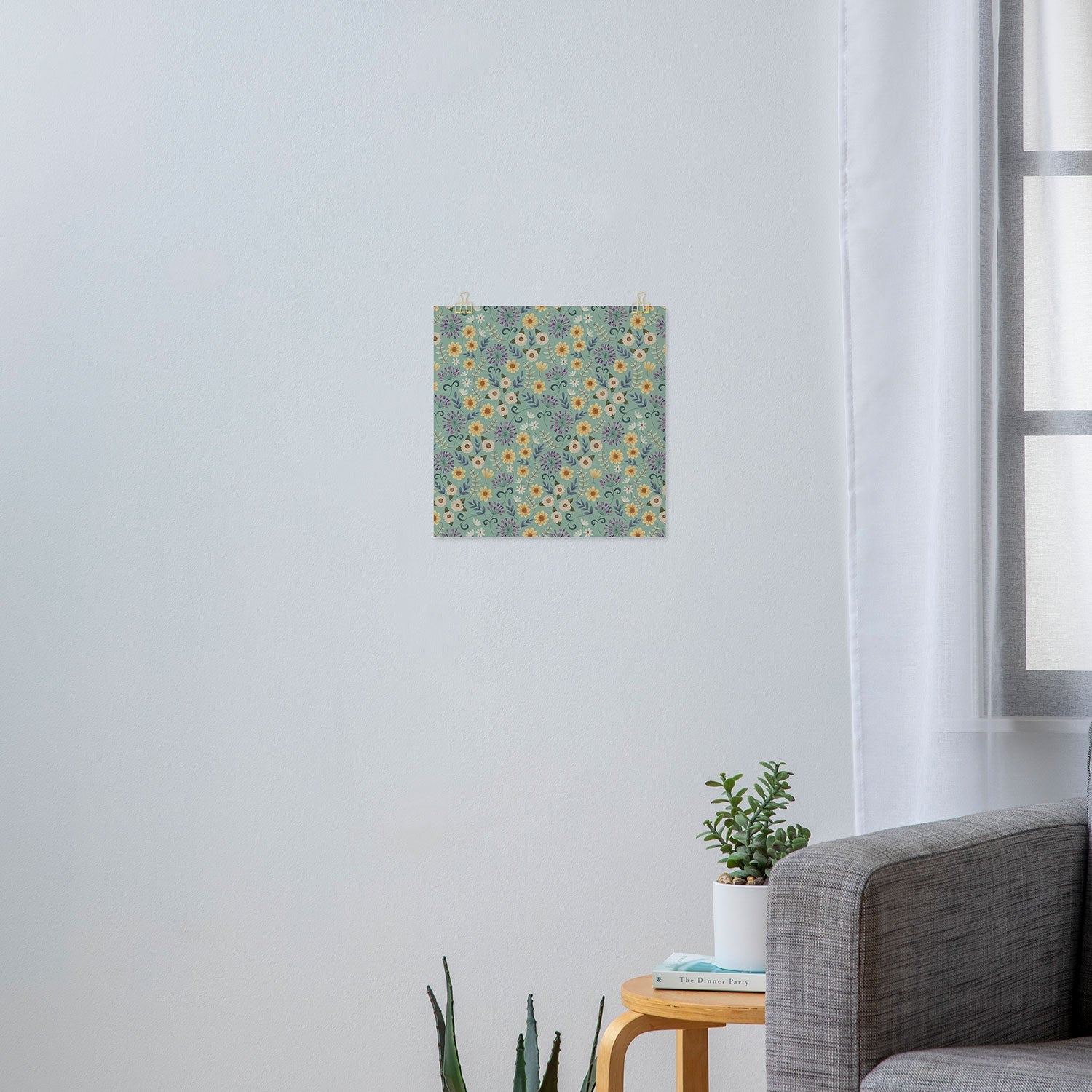 Pimlada Phuapradit Ditsy Floral Blue Green Art Print