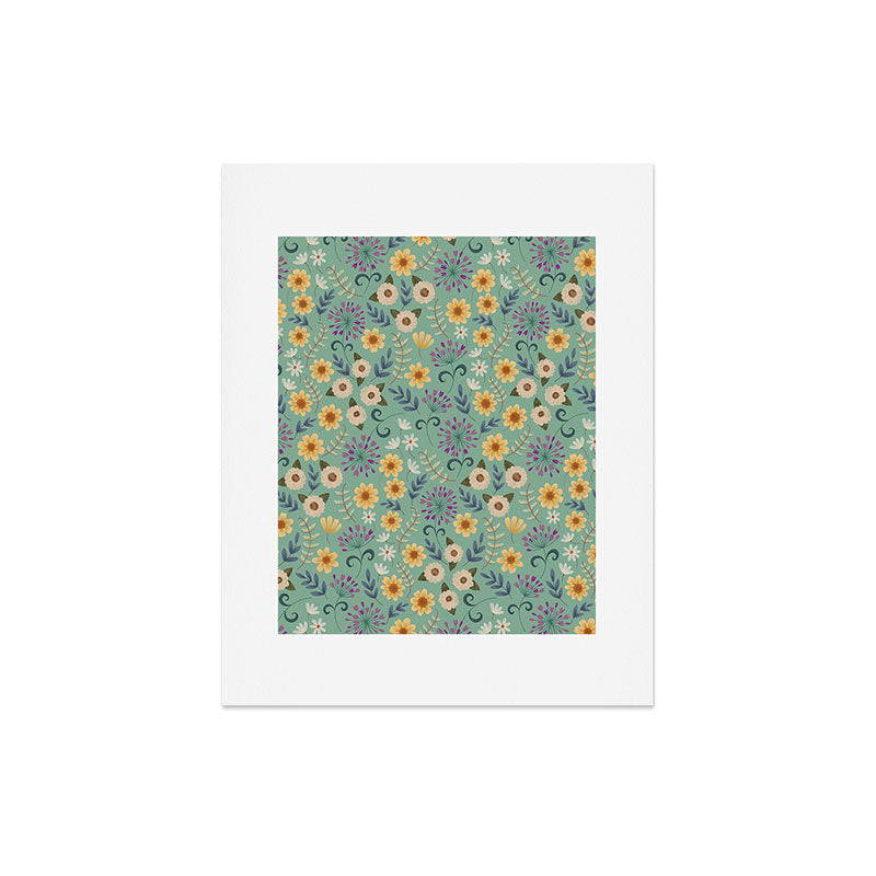 Pimlada Phuapradit Ditsy Floral Blue Green Art Print