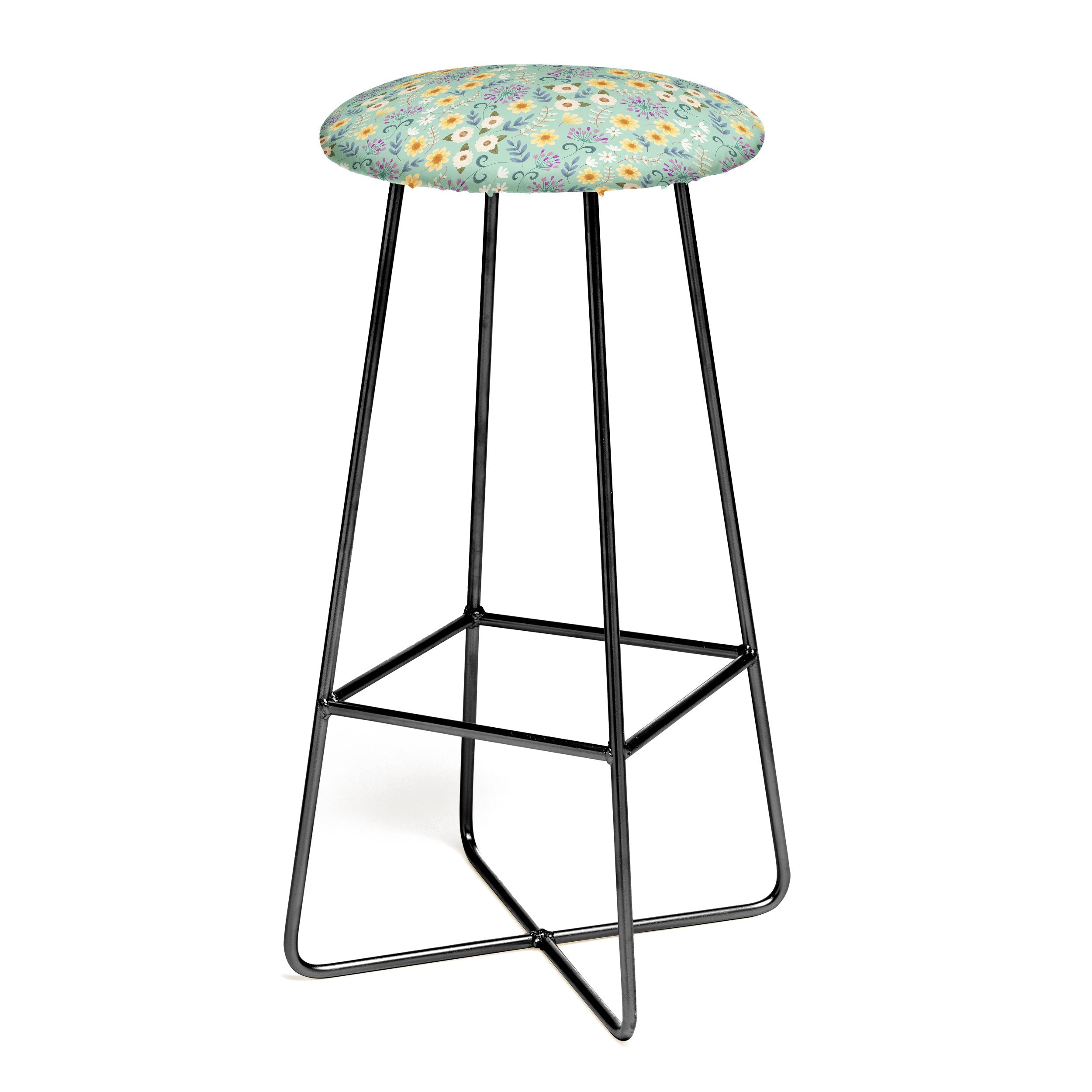 Pimlada Phuapradit Ditsy Floral Blue Green Bar Stool