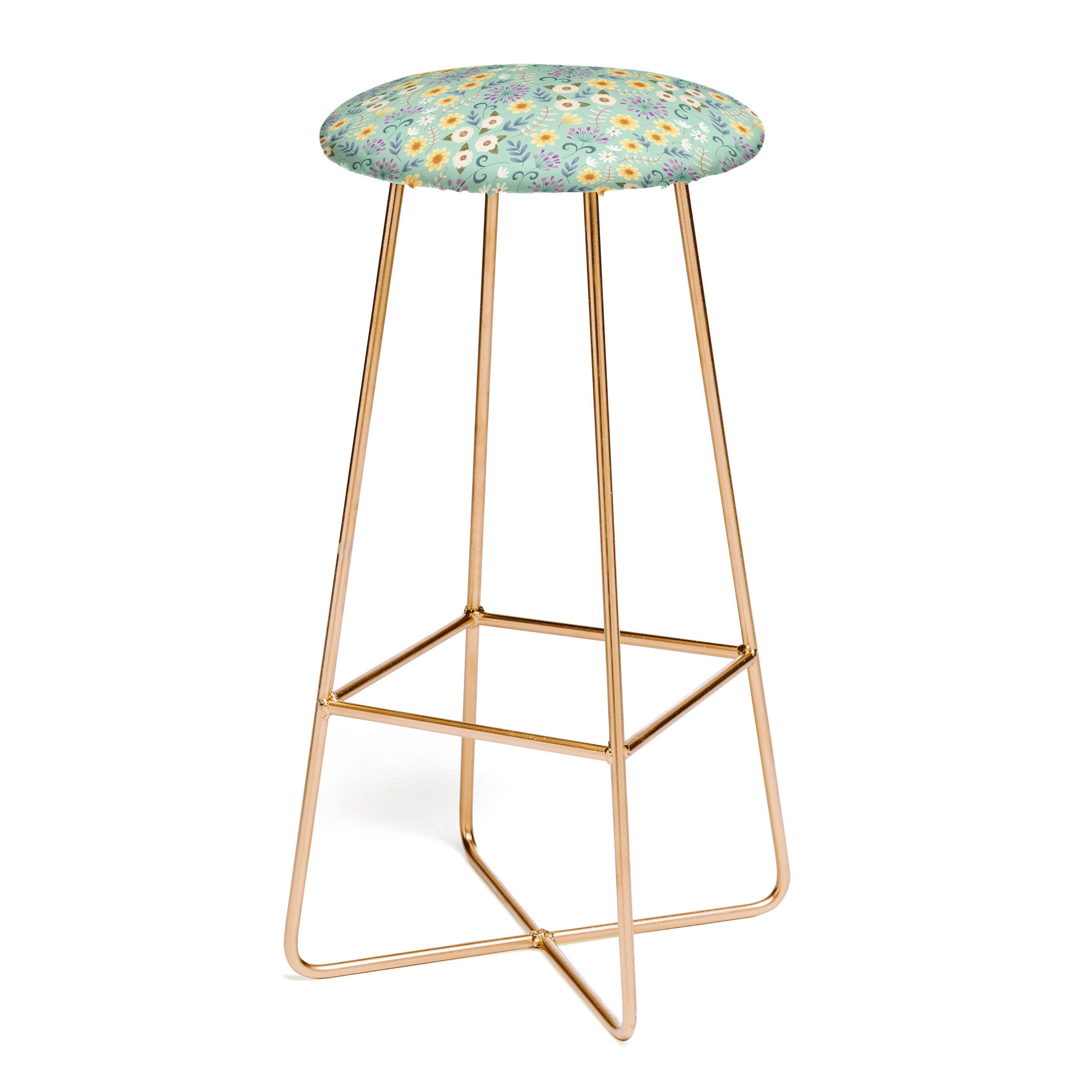 Pimlada Phuapradit Ditsy Floral Blue Green Bar Stool