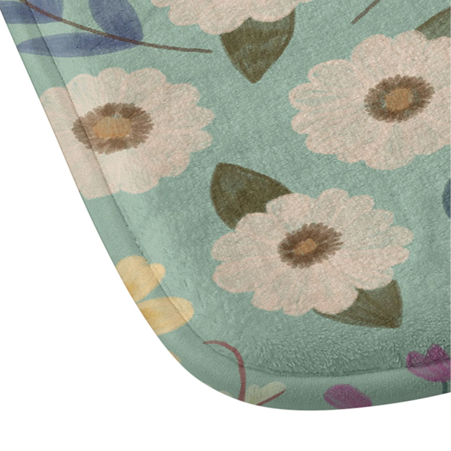Pimlada Phuapradit Ditsy Floral Blue Green Memory Foam Bath Mat