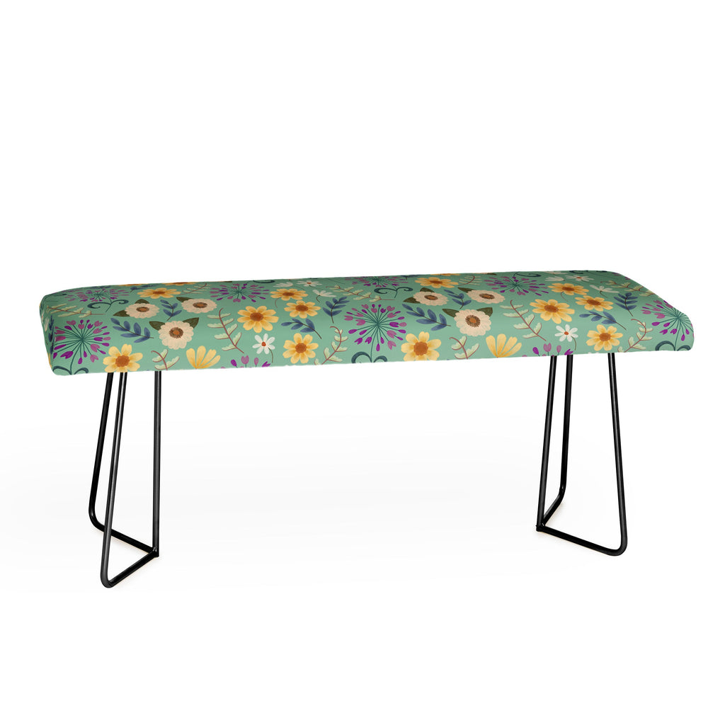 Pimlada Phuapradit Ditsy Floral Blue Green Bench