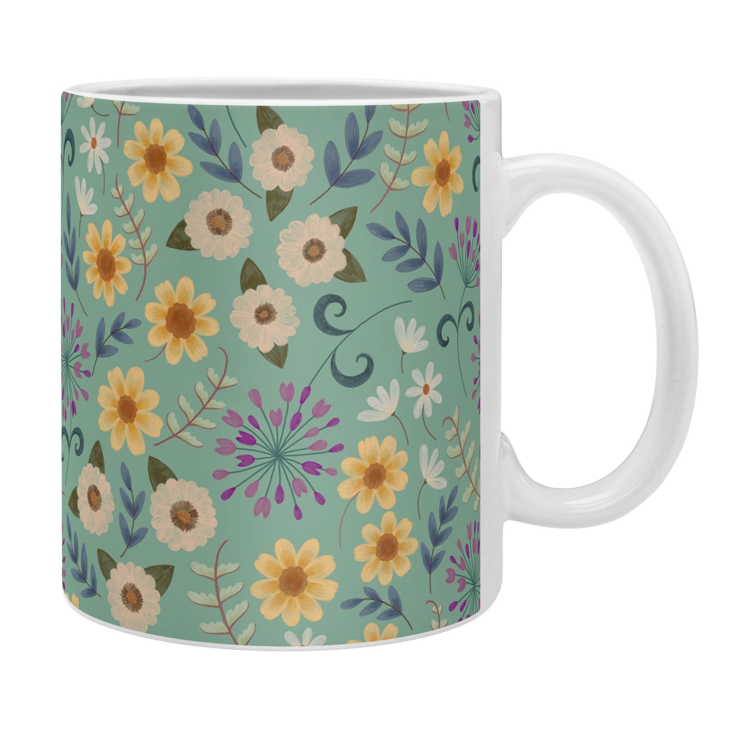 Pimlada Phuapradit Ditsy Floral Blue Green Coffee Mug
