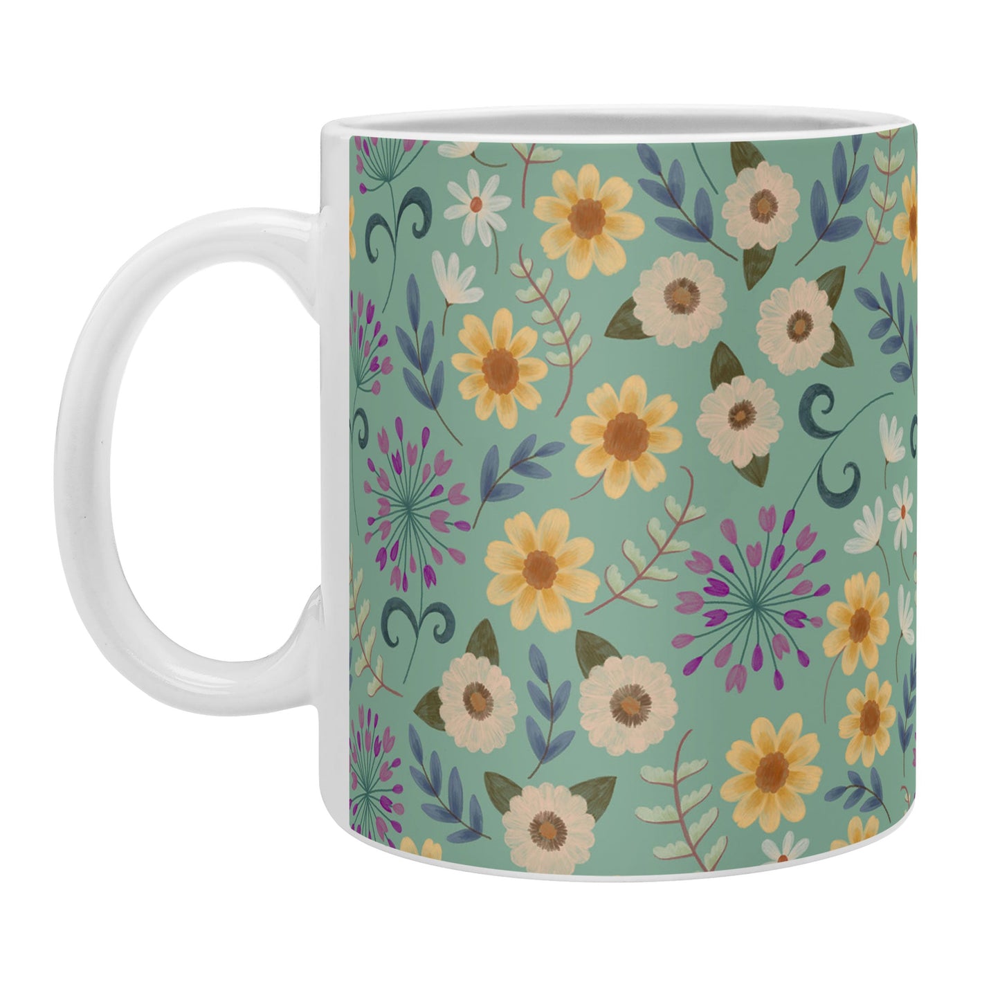 Pimlada Phuapradit Ditsy Floral Blue Green Coffee Mug