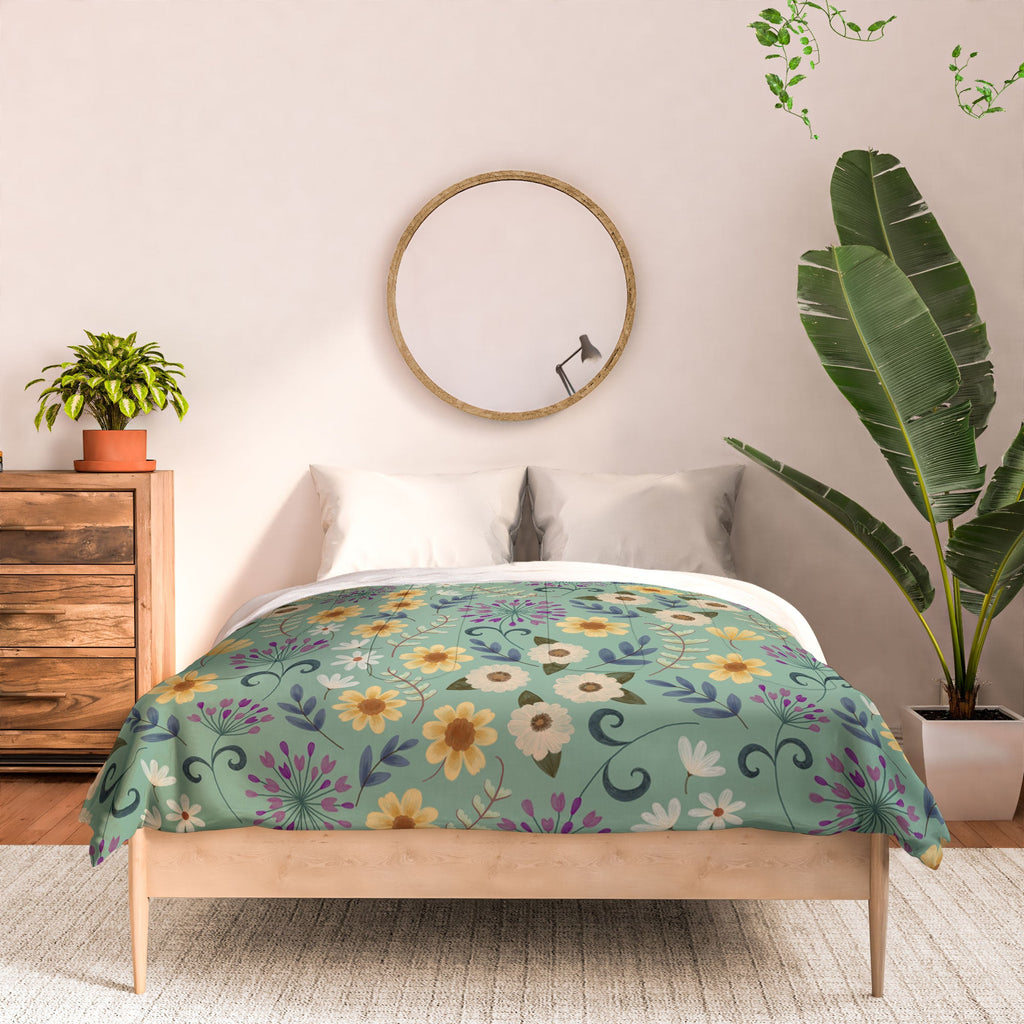 Pimlada Phuapradit Ditsy Floral Blue Green Comforter