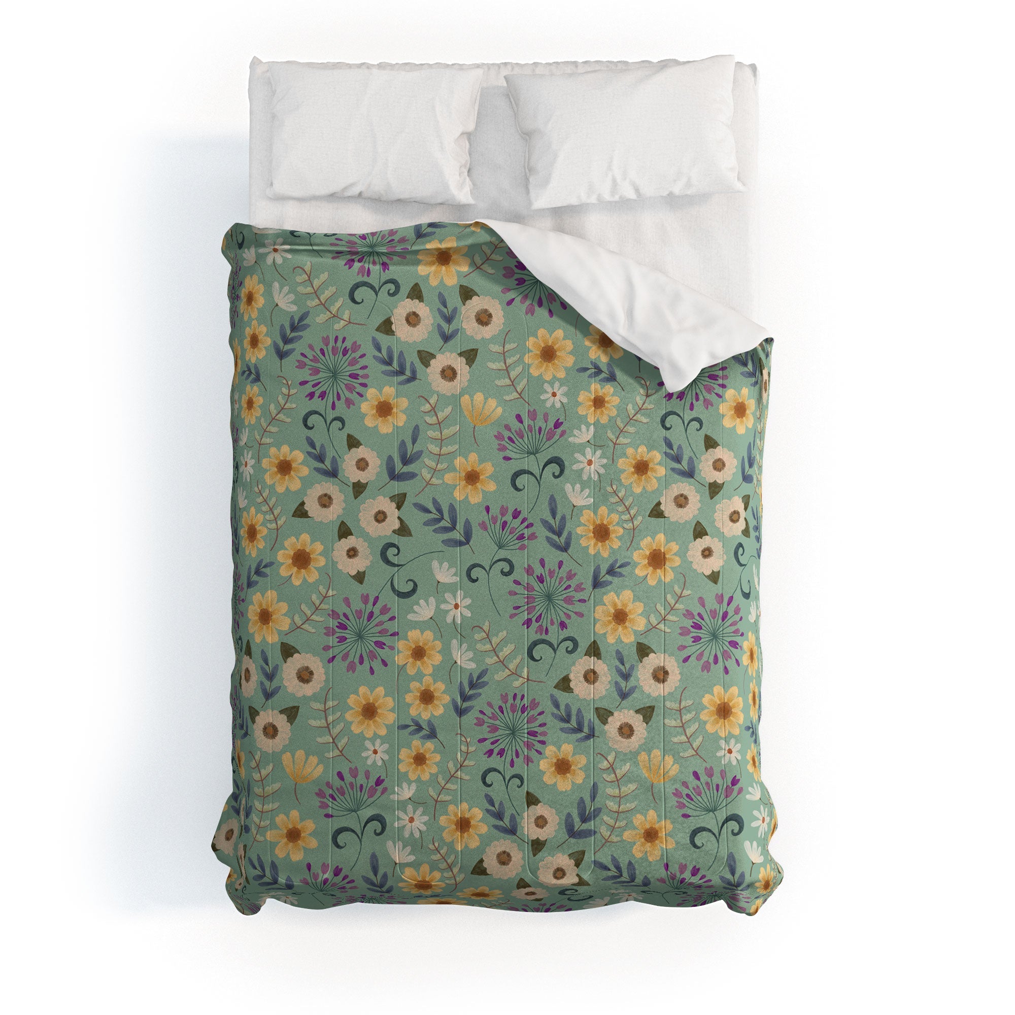 Pimlada Phuapradit Ditsy Floral Blue Green Comforter