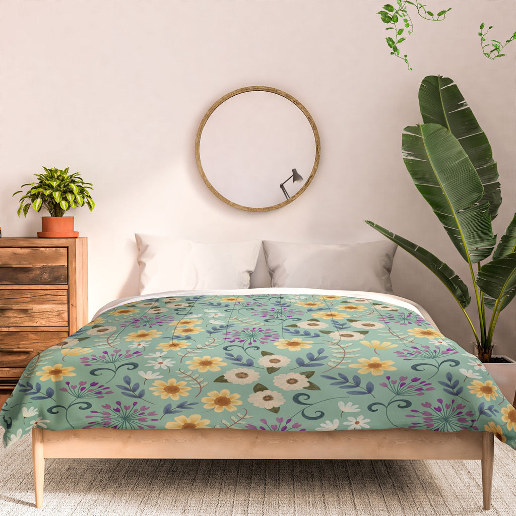 Pimlada Phuapradit Ditsy Floral Blue Green Comforter