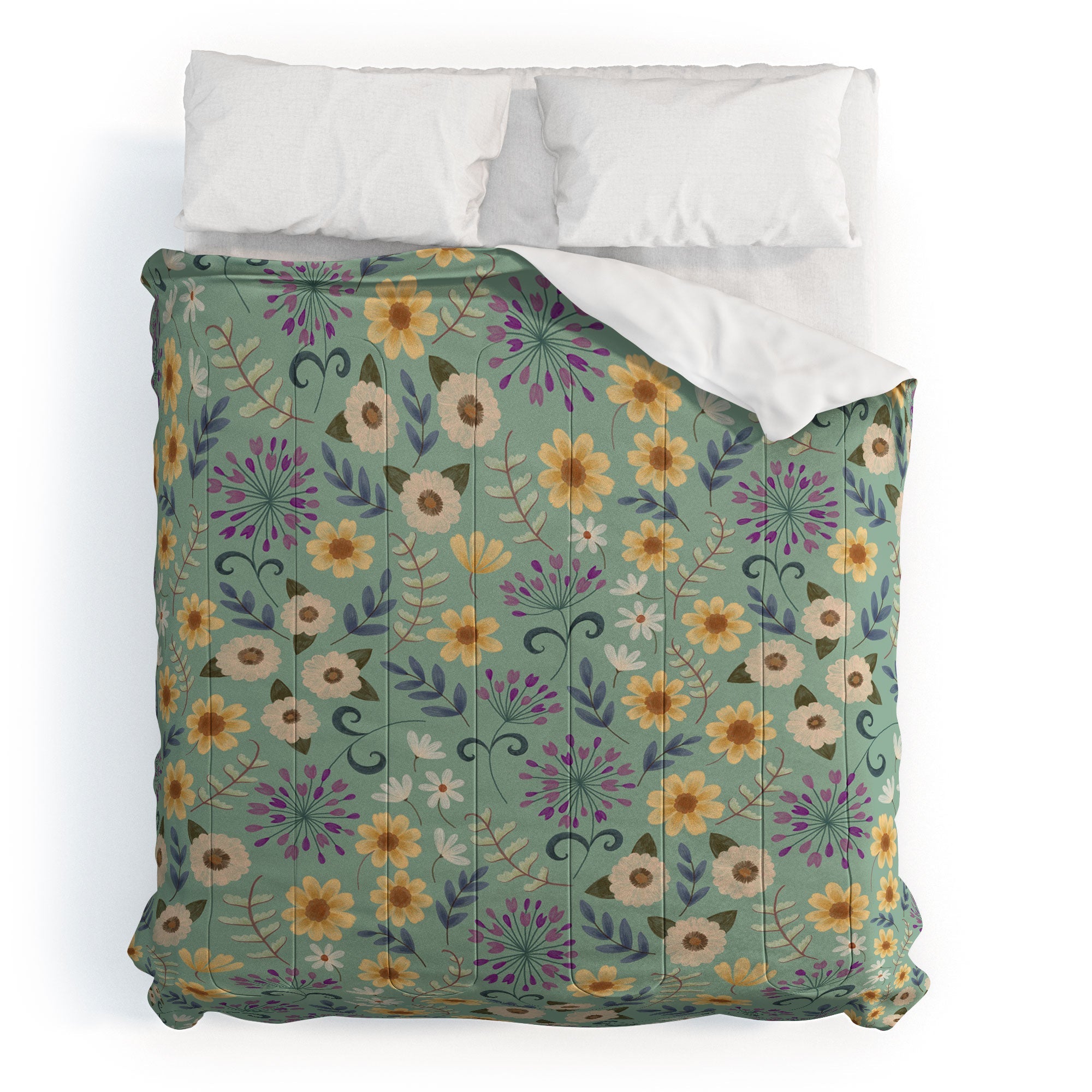 Pimlada Phuapradit Ditsy Floral Blue Green Comforter