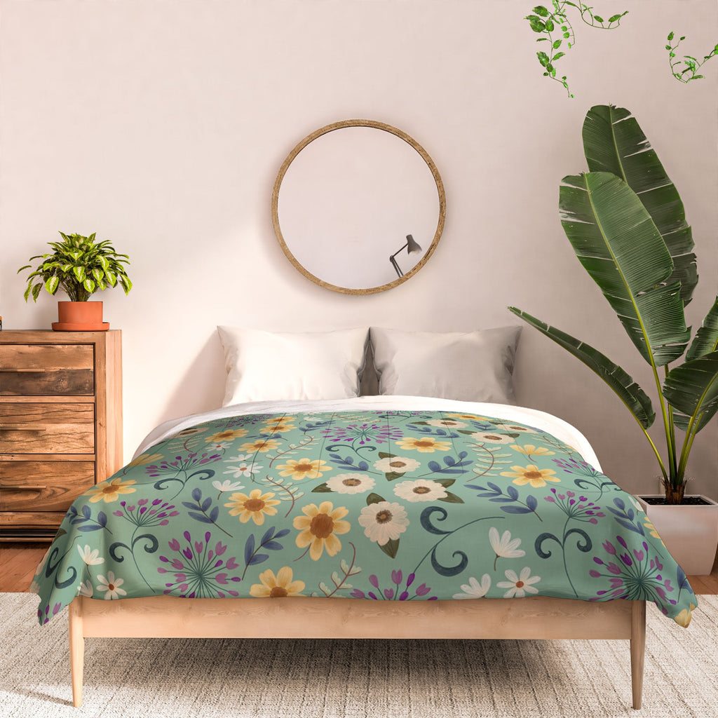 Pimlada Phuapradit Ditsy Floral Blue Green Comforter