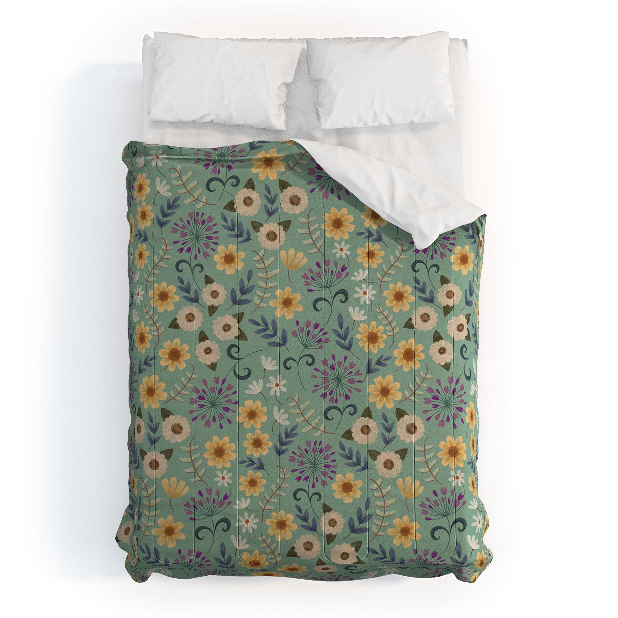 Pimlada Phuapradit Ditsy Floral Blue Green Comforter