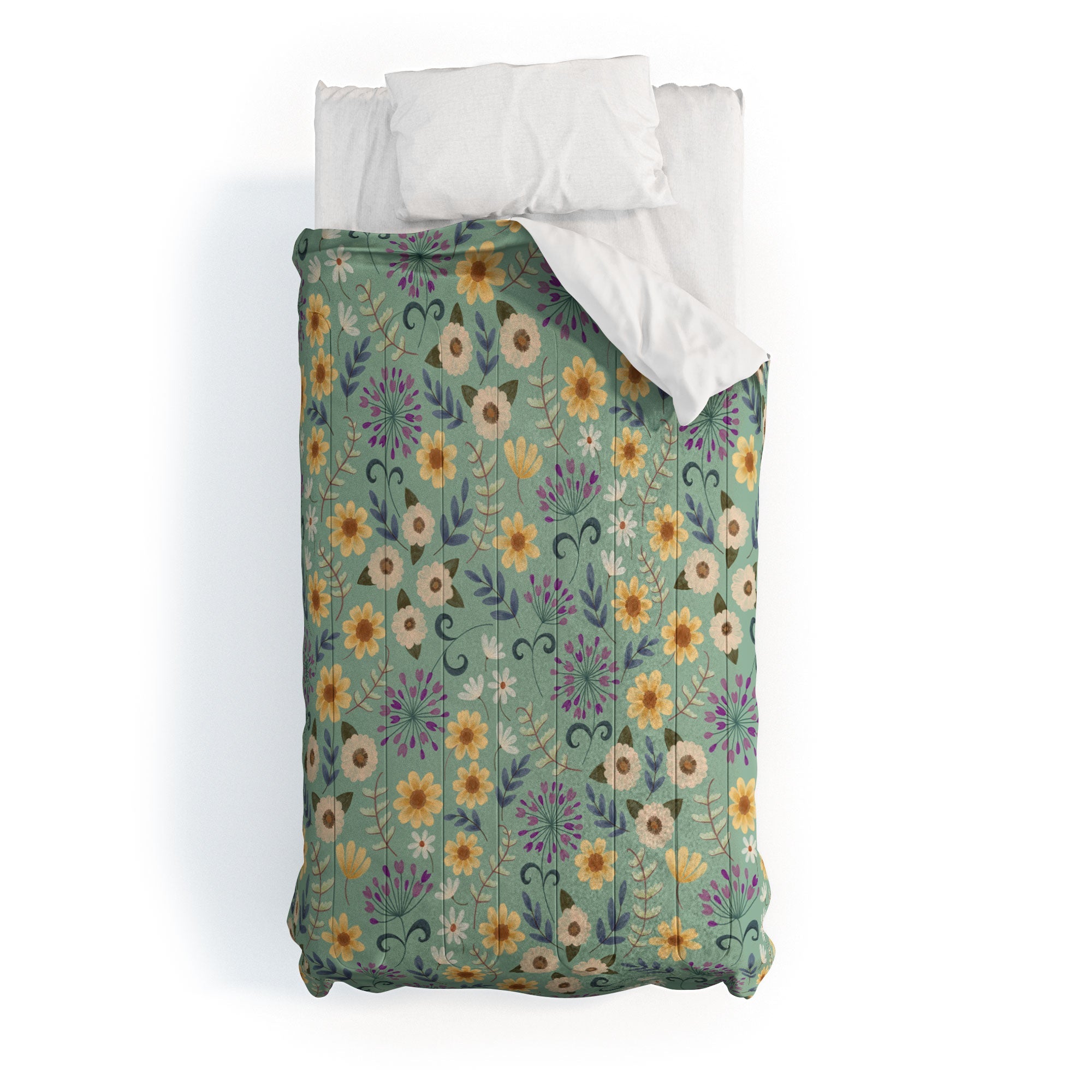 Pimlada Phuapradit Ditsy Floral Blue Green Comforter