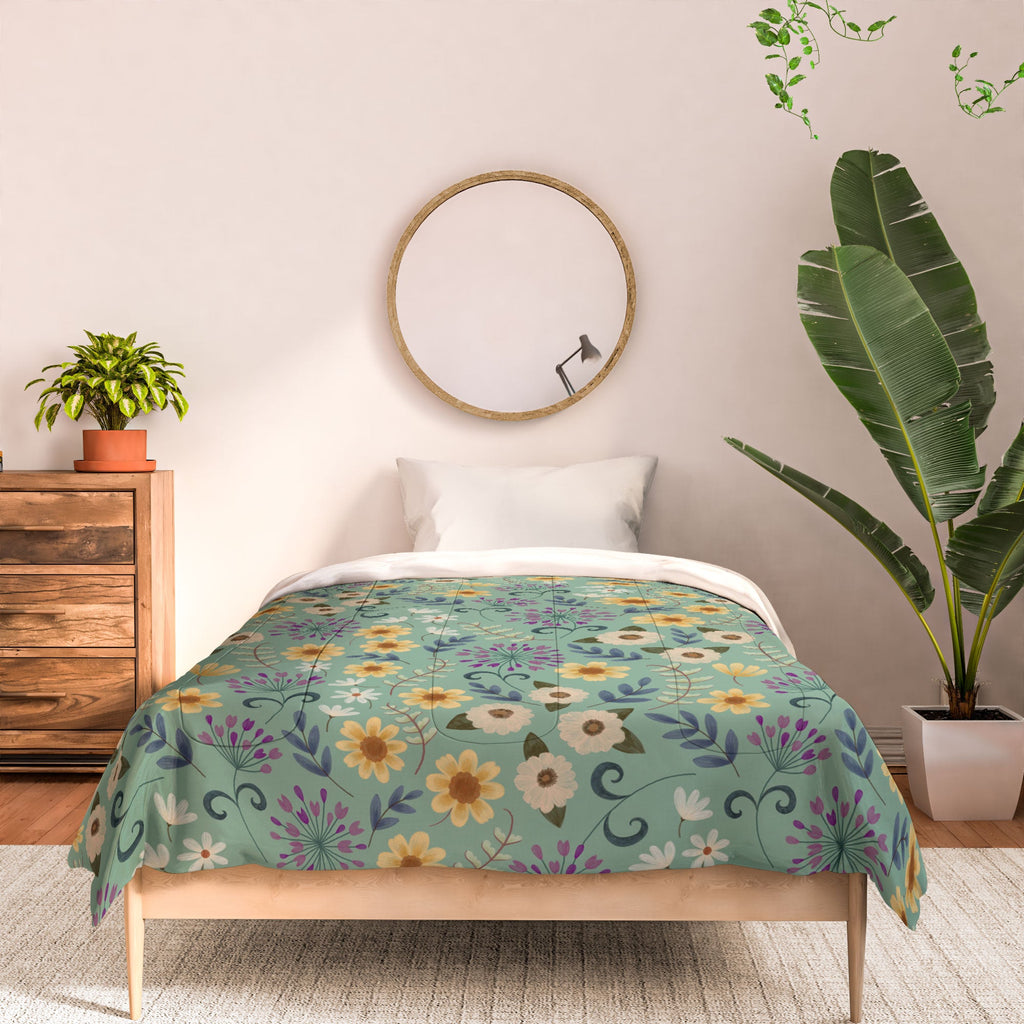 Pimlada Phuapradit Ditsy Floral Blue Green Comforter