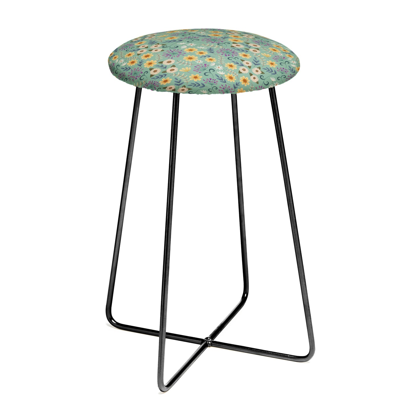 Pimlada Phuapradit Ditsy Floral Blue Green Counter Stool