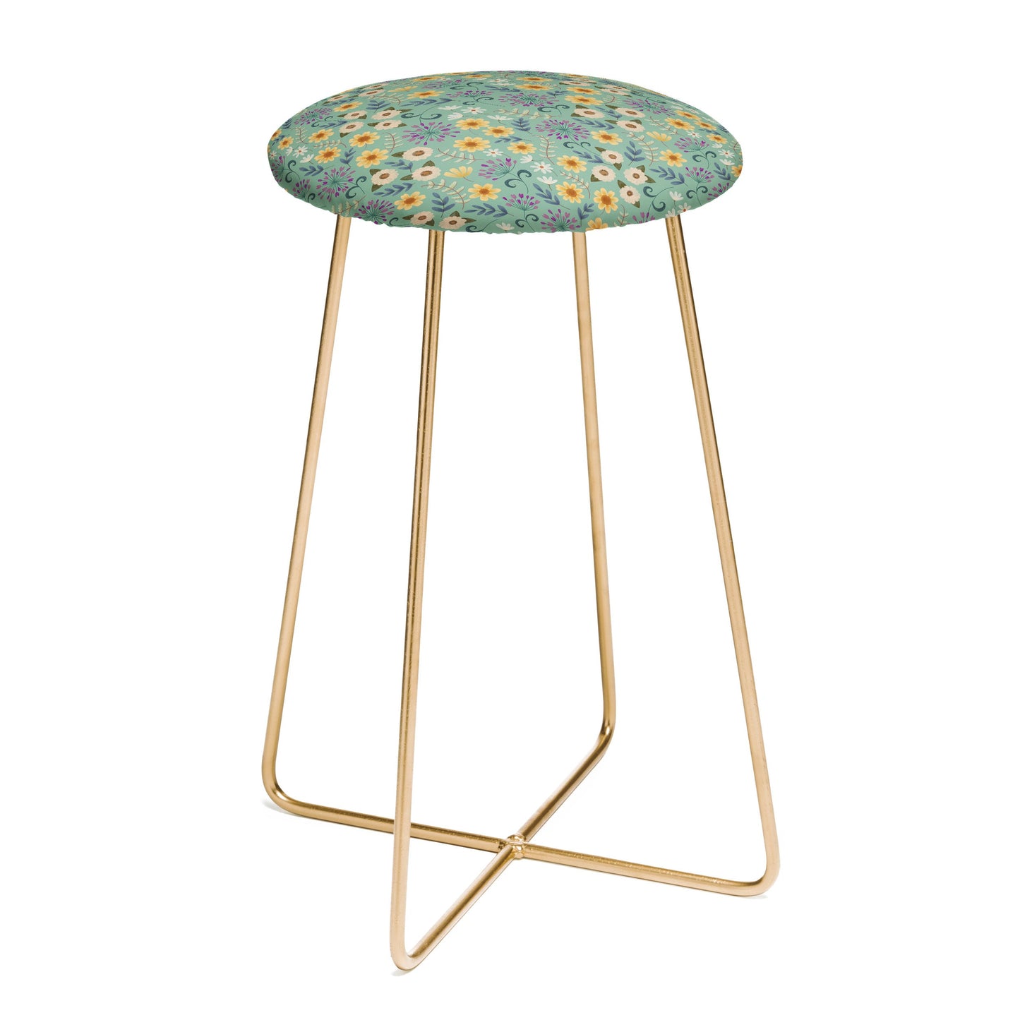 Pimlada Phuapradit Ditsy Floral Blue Green Counter Stool