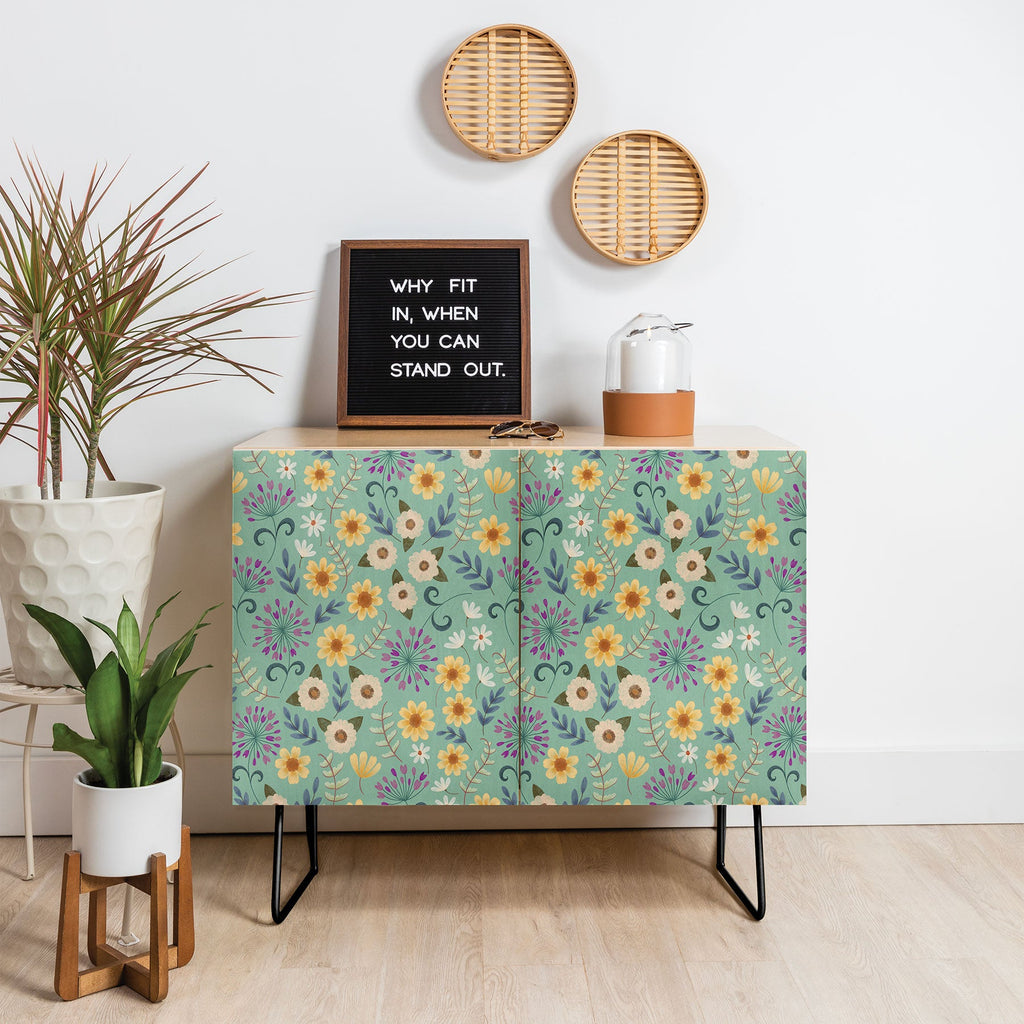 Pimlada Phuapradit Ditsy Floral Blue Green Credenza