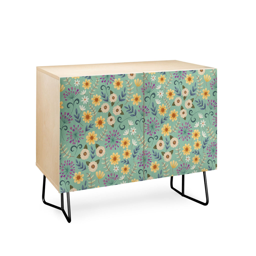 Pimlada Phuapradit Ditsy Floral Blue Green Credenza