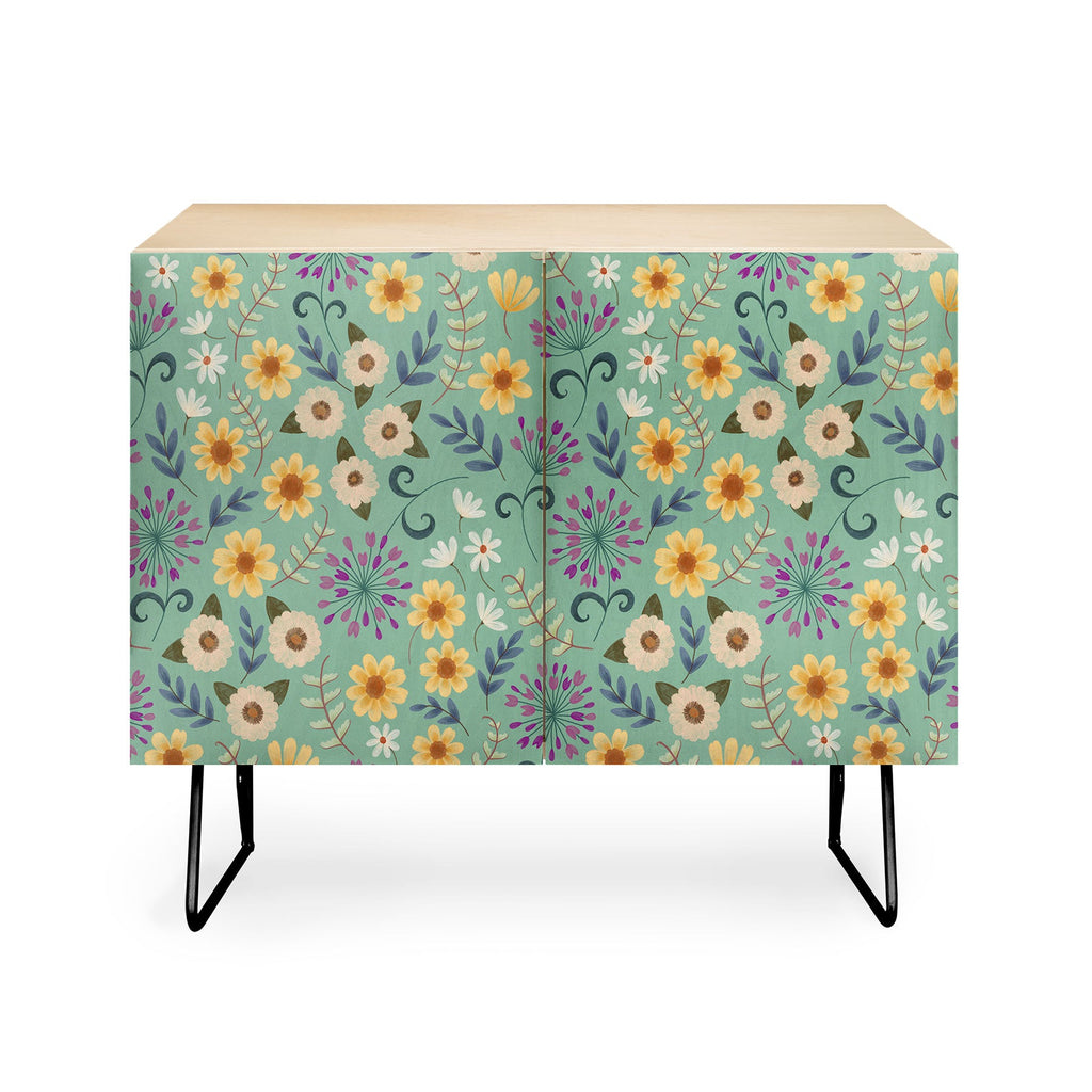 Pimlada Phuapradit Ditsy Floral Blue Green Credenza