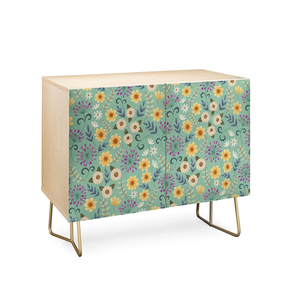 Pimlada Phuapradit Ditsy Floral Blue Green Credenza
