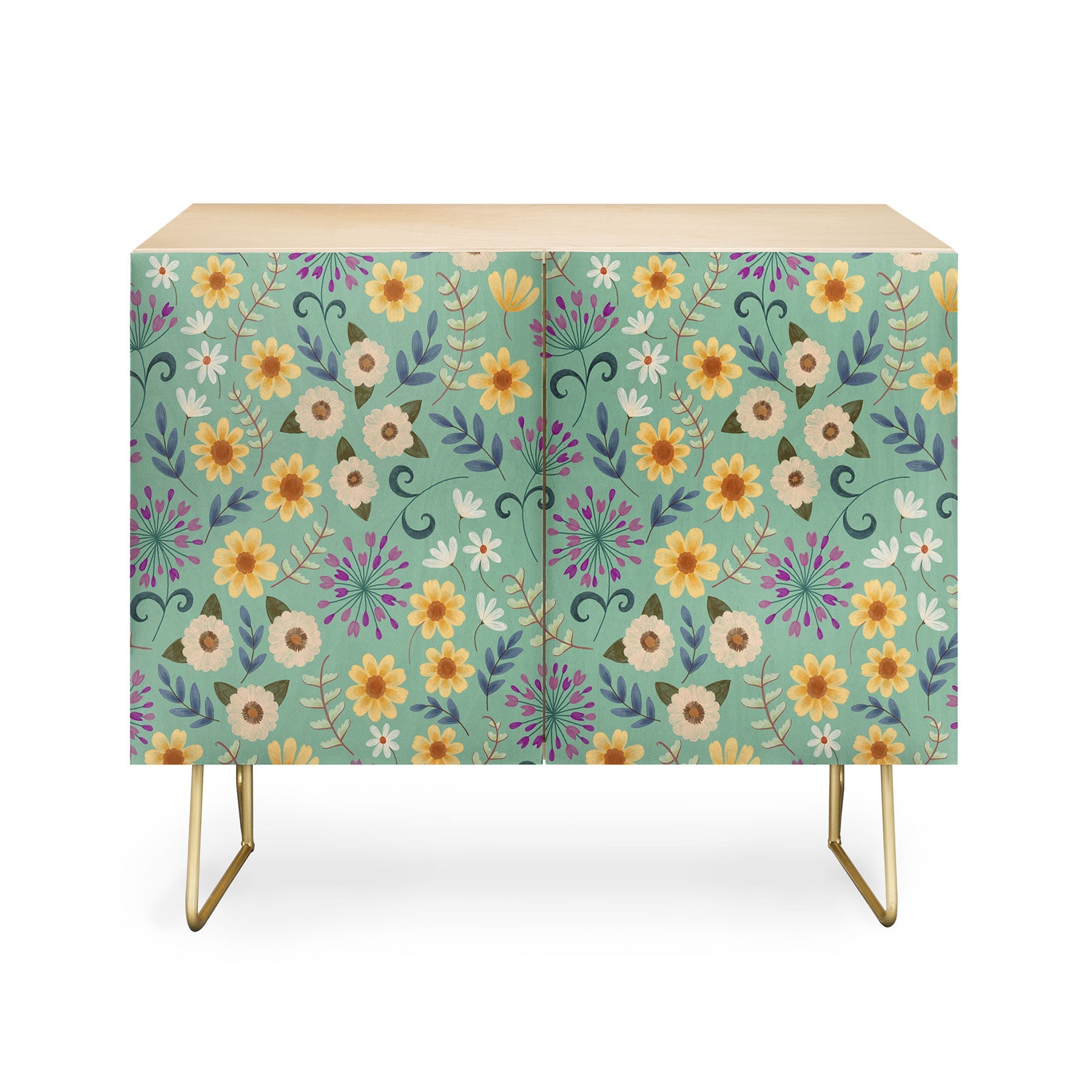 Pimlada Phuapradit Ditsy Floral Blue Green Credenza