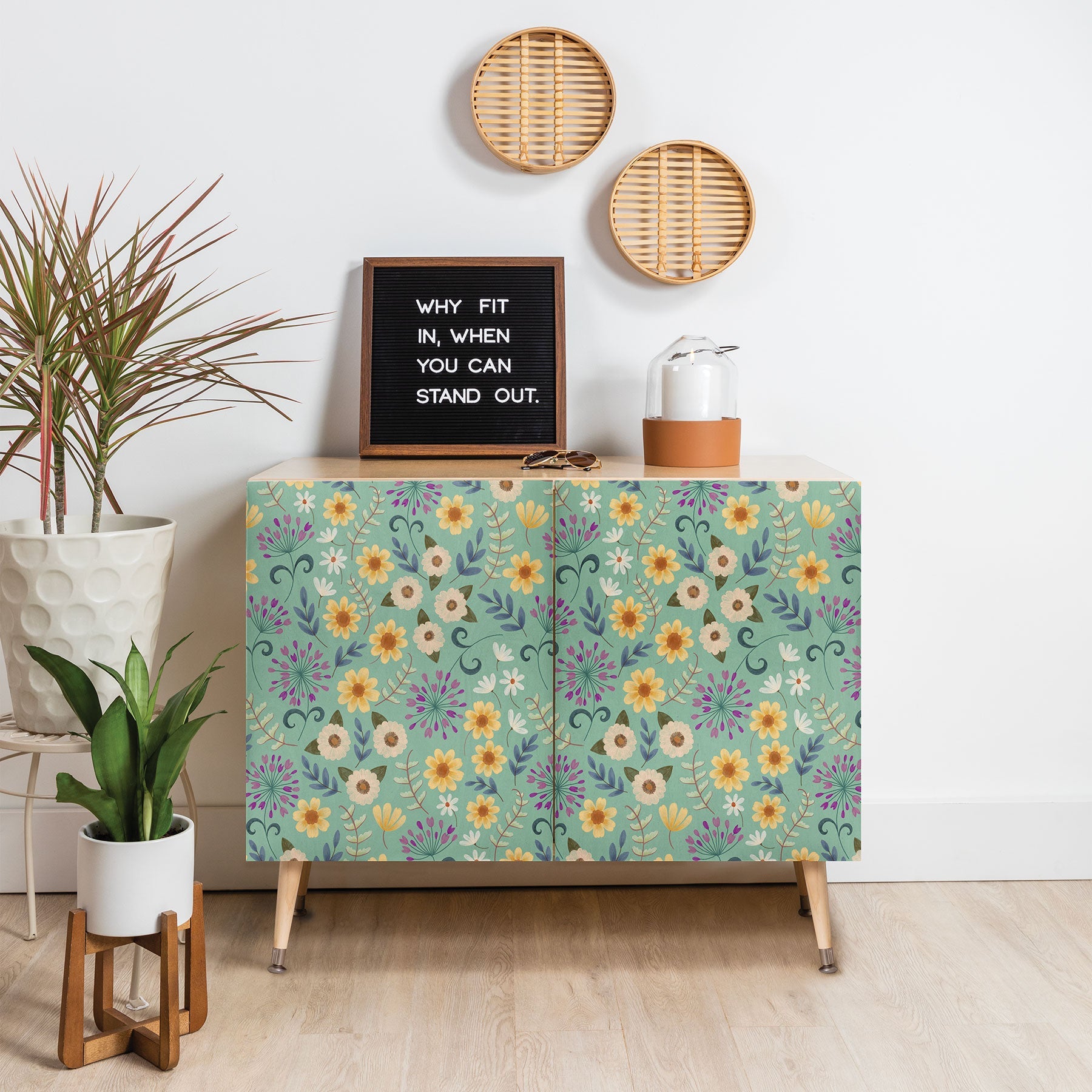 Pimlada Phuapradit Ditsy Floral Blue Green Credenza