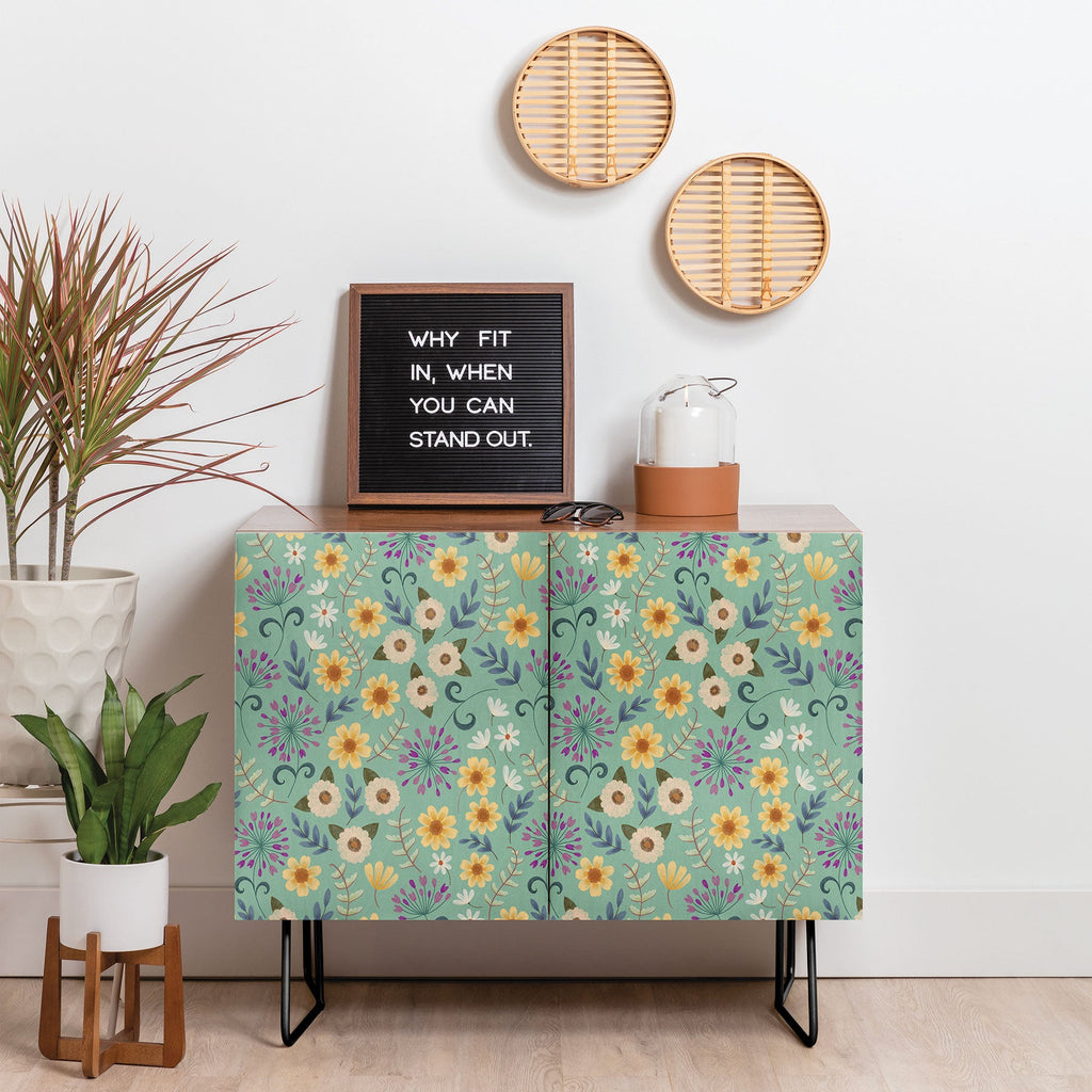 Pimlada Phuapradit Ditsy Floral Blue Green Credenza