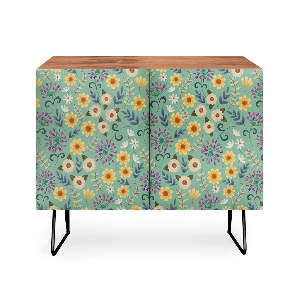 Pimlada Phuapradit Ditsy Floral Blue Green Credenza