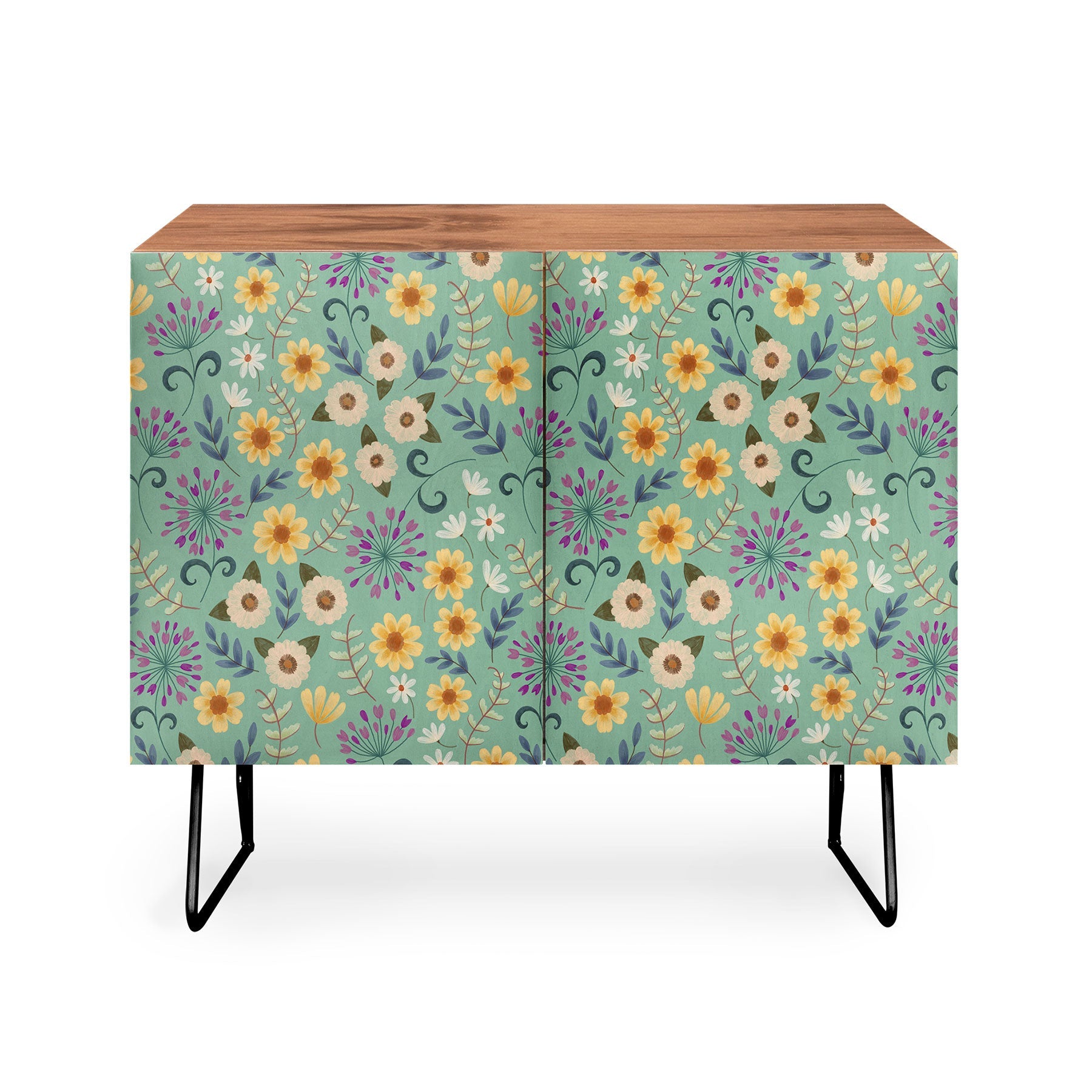 Pimlada Phuapradit Ditsy Floral Blue Green Credenza