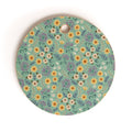 Pimlada Phuapradit Ditsy Floral Blue Green Cutting Board Round