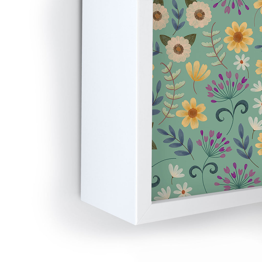 Pimlada Phuapradit Ditsy Floral Blue Green Framed Mini Art Print