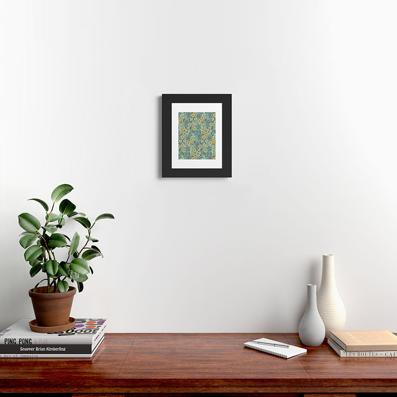 Pimlada Phuapradit Ditsy Floral Blue Green Framed Art Print