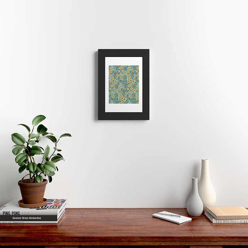 Pimlada Phuapradit Ditsy Floral Blue Green Framed Art Print