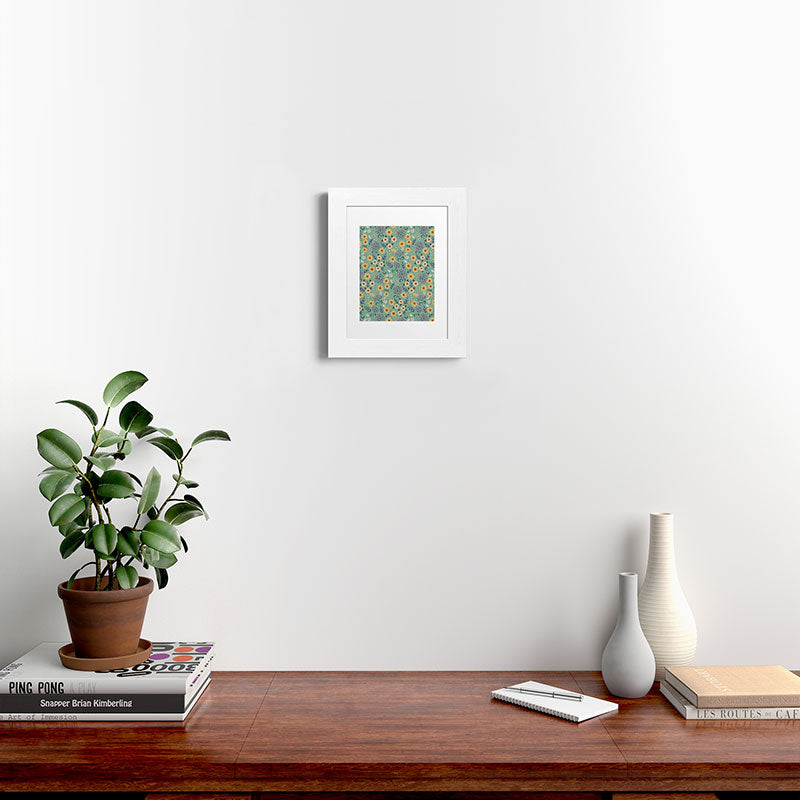 Pimlada Phuapradit Ditsy Floral Blue Green Framed Art Print