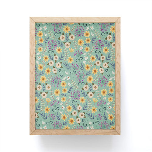 Pimlada Phuapradit Ditsy Floral Blue Green Framed Mini Art Print
