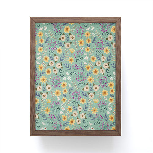 Pimlada Phuapradit Ditsy Floral Blue Green Framed Mini Art Print